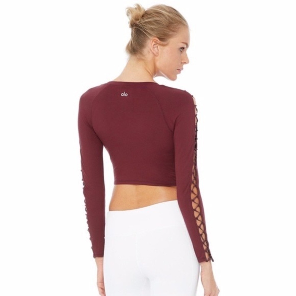 ALO | Black Cherry High Line Long Sleeve Top - Picture 2 of 6
